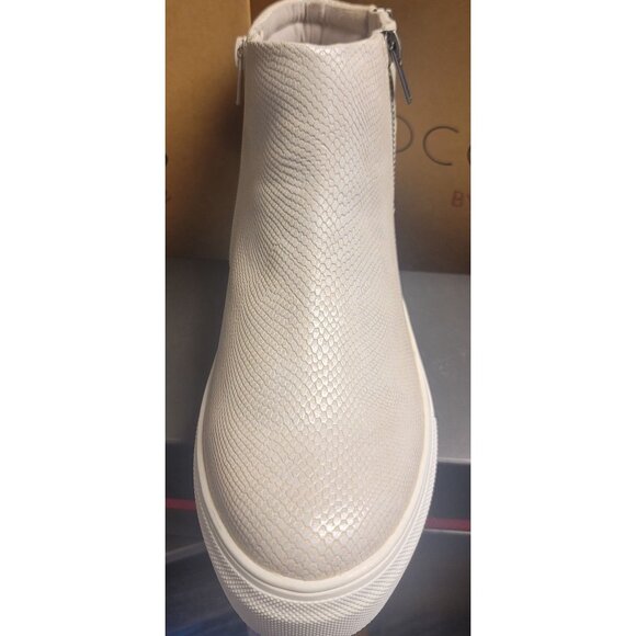 Double Zip Snake Skin Embossed HighTop Platform Sneaker Size 8.5 White New w/Box - Picture 3 of 4